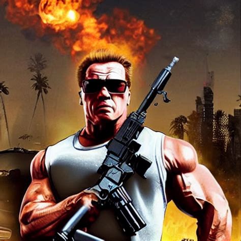 KREA AI Arnold Schwarzenegger As Duke Nukem Angry Facial