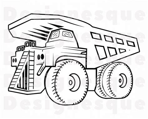 Haul Truck Outline 2 Svg Heavy Equipment Haul Truck Etsy