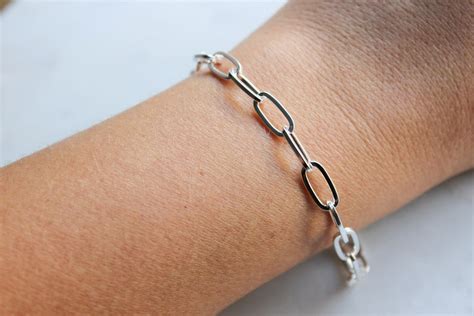 Silver Paperclip Bracelet Set Paperclip Bracelets Paperclip Etsy