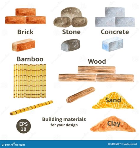 Building Materials Set Stock Vector Illustration Of Background 54626567