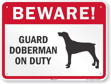 Smartsign Beware Guard Doberman On Duty Sign 18 X 24