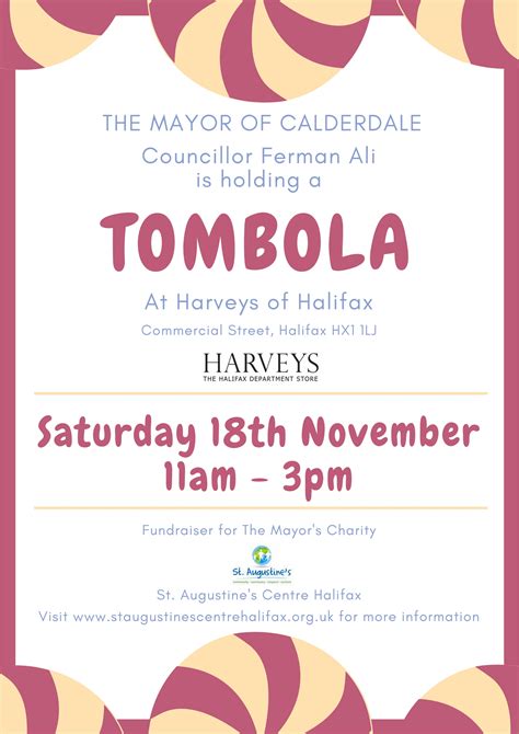 Tombola At Harveys Of Halifax Saturday 18th November St Augustine