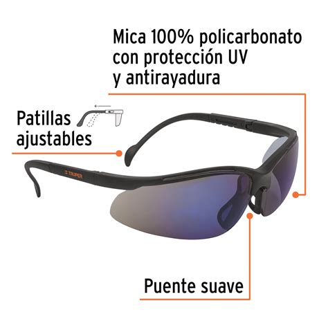 Lentes De Seguridad Espejo Azul Truper Vision LEDE EZ 10826 Mundo