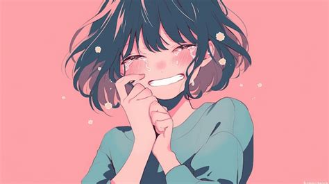 Anime girl crying tears of joy | Premium AI-generated image