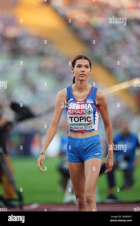 Angelina Topić participating in the High Jump of the European Athletics ...
