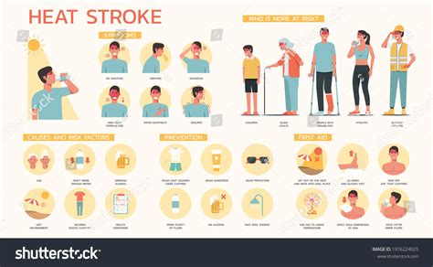 Infographic Heatstroke Symptoms Prevention Causes Risk 스톡 벡터 로열티 프리