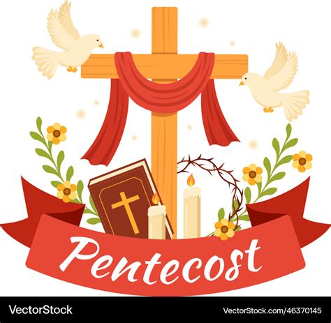 Pentecost Sunday With Flame And Holy Spirit Dove Vector Image