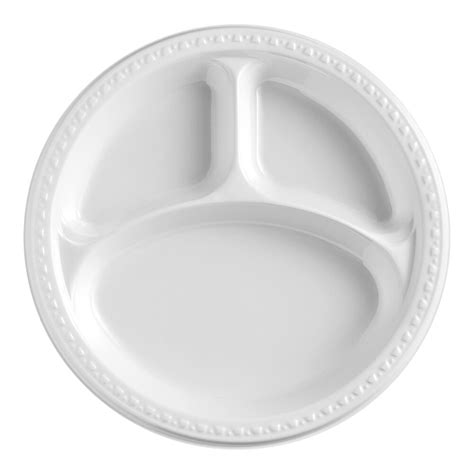 Huhtamaki Chinet White Heavyweight Plastic Compartment Plate