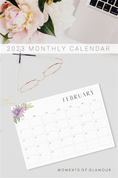 Mon And Sun Monthly Floral Planner 2023 Calendar Template With Flower Design Instant Download