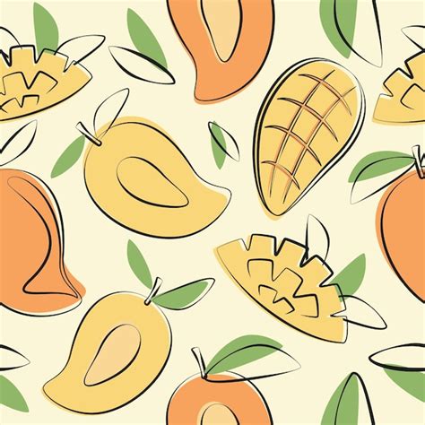 Premium Vector Seamless Pattern With Mango In Flat Design Fruit Flat