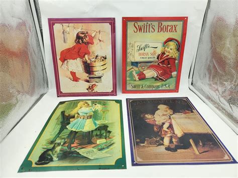 Vintage Metal Advertising Signs 12 X 9 75 Swifts Borax Soap Ivory