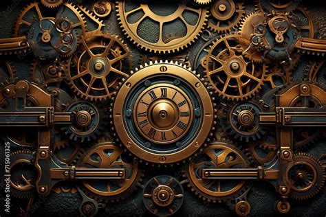 steampunk-inspired wallpaper with gears and clockwork mechanisms Stock ...