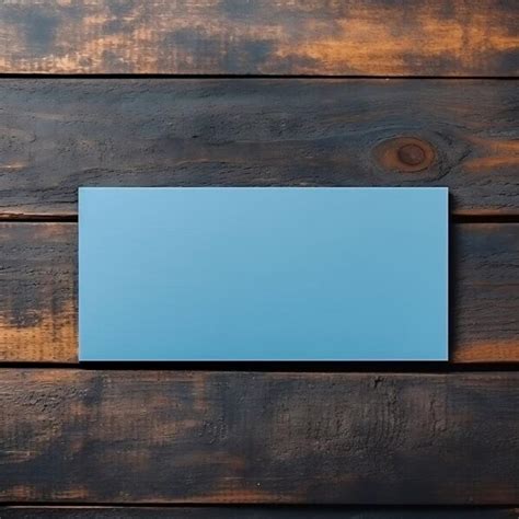 Download Blue Blank Card On Rustic Wooden Background Mockups Online