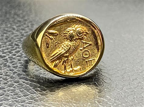 Signet Ring The Owl Of Athens Sterling Silver Etsy