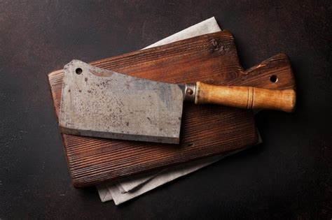 Cuchillo Carnicero Vintage Para Carne Foto Premium