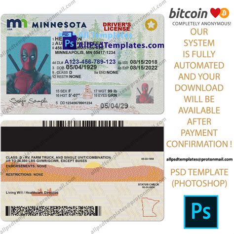 Minnesota Driver License Template All Psd Templates