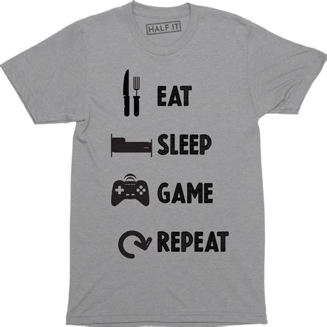 Eat Sleep Game Repeat Gamer Funny Routine Slogan Gaming Mens T Shirt