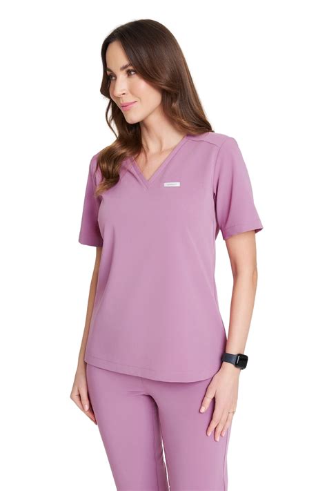 Women S Medical Blouse Scrubs Basic One Pocket NEON PURPLE Kopia