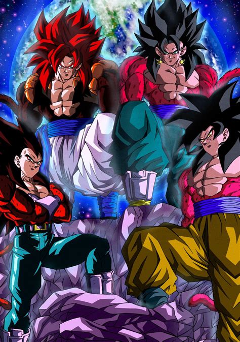 Goku Ssj4 Vegeta Ssj4 Gogeta Ssj4 Y Vegetto Ssj4 By Davidferres On Deviantart