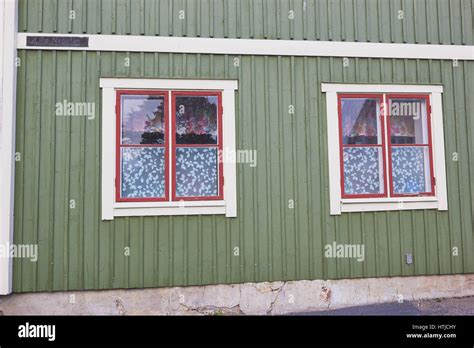 Windows Of Traditional Wooden House In Sigtuna The Oldest Town In