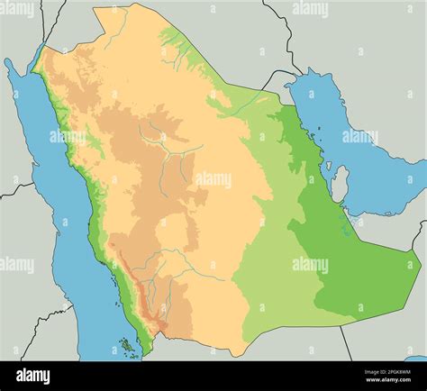 High Detailed Saudi Arabia Physical Map Stock Vector Image And Art Alamy