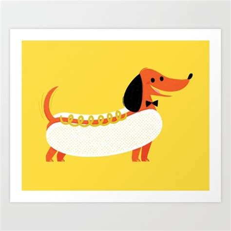 Hot Diggity Dog Art Print By Allison Black Society6 Dog Print Art