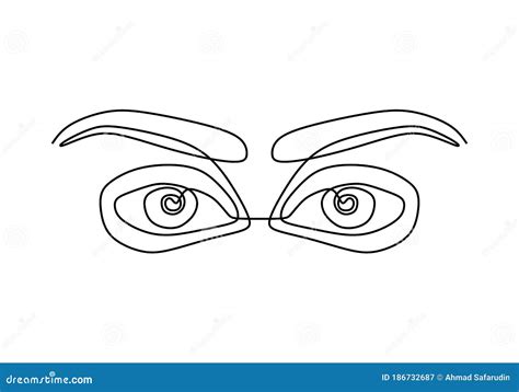 One Continuous Line Drawing Of Human Eyes Minimalistic Linear Sketch