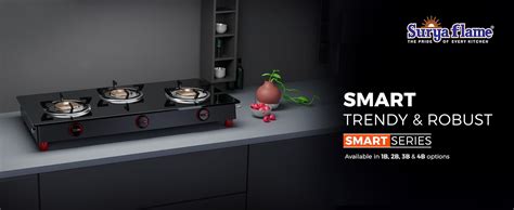 Surya Flame 3 Burner LPG Gas Stove Chulha Smart Toughened Glass Top