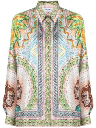 Casablanca Graphic Print Long Sleeve Shirt Farfetch