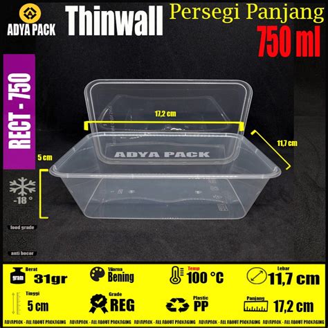 Jual Thinwall 750 Ml PERSEGI PANJANG BULAT Kotak Makan Plastik