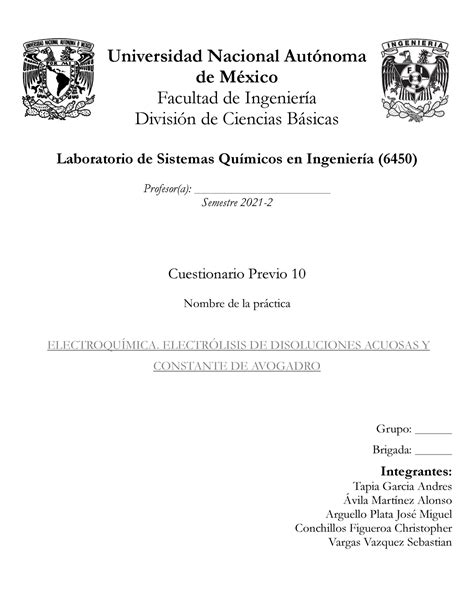 Previo Lq Grupo Previo Sobre La Pr Actica De Laboratorio De