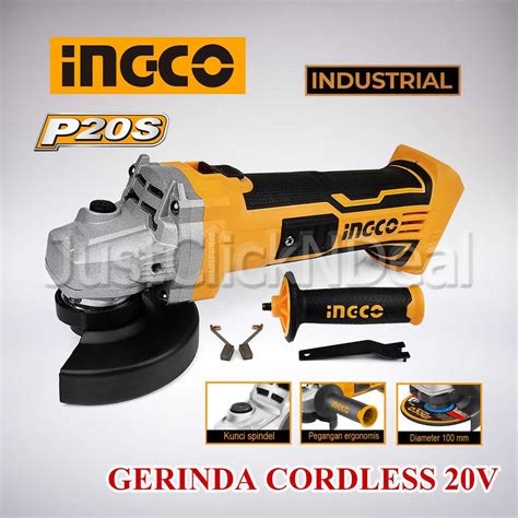 Jual Ingco Mesin Gerinda Tangan Cordless Baterai 20V Angle