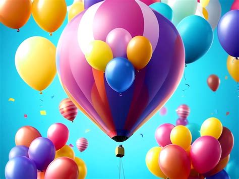 Colorful Balloons Flying In The Sky Premium Ai Generated Image