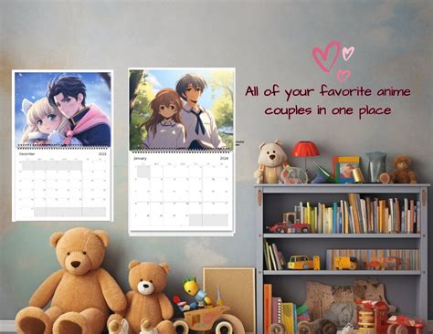 Anime Wall Calendar 2024 Anime Couples Calendar Anime Ts Anime Planner Anime Romance