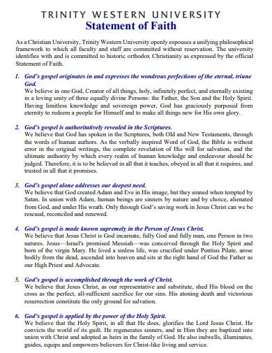 Statement Of Faith 29 Examples Format How To Craft Pdf