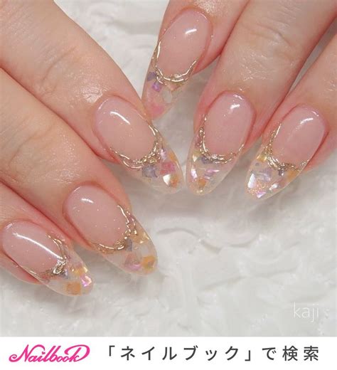 春夏ハンドシェルオーロラ Nailist Kajiのネイルデザイン No8020348 ｜ネイルブック Nail Art