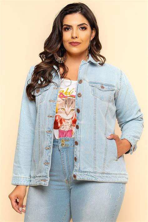 Maxi Jaqueta Jeans Plus Size Delav Vk Moda A Maior E Melhor Loja Online