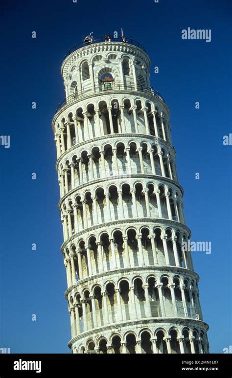 Italy Pisa The Leaning Tower Of Pisa Shown From The Side That Shows