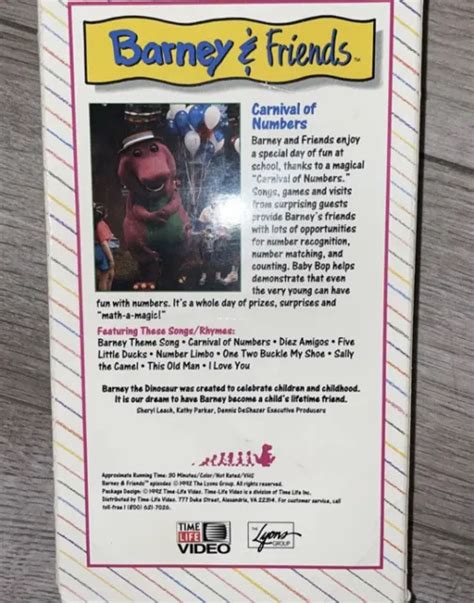 BARNEY AND FRIENDS Carnival Of Numbers VHS Time Life 1992 Vintage Rare