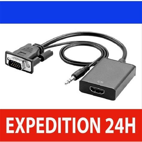 C Ble Adaptateur Convertisseur Vga M Le Vers Hdmi Femelle Sortie P