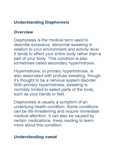 Understanding the Causes and Symptoms of Diaphoresis | PDF ...