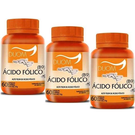 Vitamina B9 Ácido Fólico 60 Capsulas 500 Mg Submarino