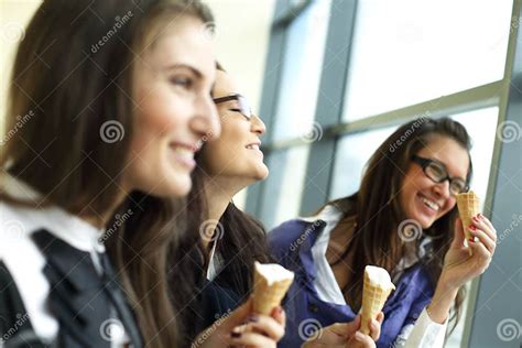 Women Licking Ice Cream Stock Image Image Of Close Defocused 17319011