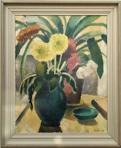 Unknown - Vintage Mid-Century Swedish Still Life Framed Oil Painting ...