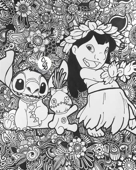 Lilo And Stitch Floral Design Mandalas Para Colorear Animales