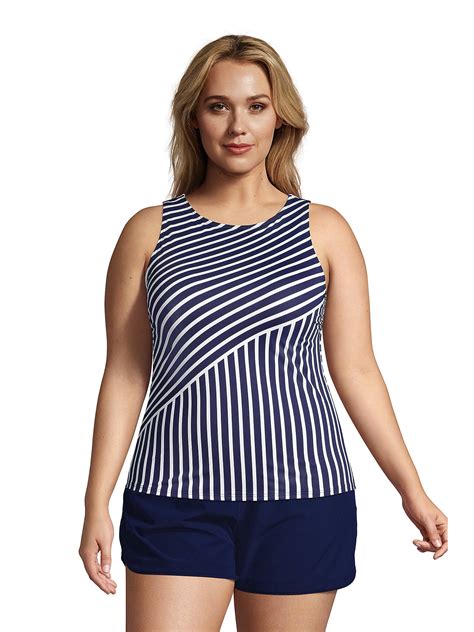 Lands End Womens Plus Size Ddd Cup Chlorine Resistant High Neck Upf