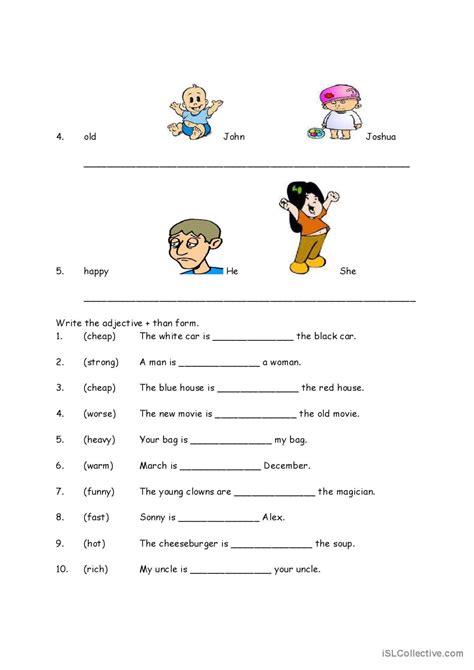 Comparison Of Adjectives English Esl Worksheets Pdf And Doc