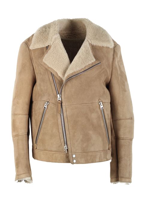 Tom Ford Sand Leather Suede Shearling Jacket Coat Size 52 42r U S