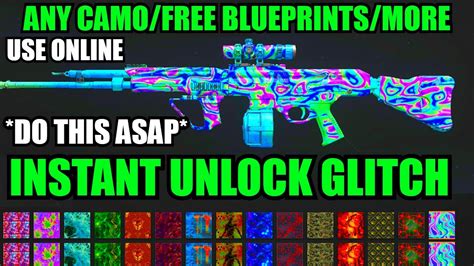 Use Asap INSTANT UNLOCK GLITCH MW3 UNRELEASED CAMOS BLUEPRINTS MORE