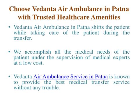 PPT Take Vedanta Air Ambulance From Patna With Perfect Medical Aid